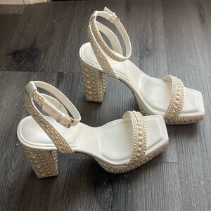 Pearl Detail White Aldo Heels